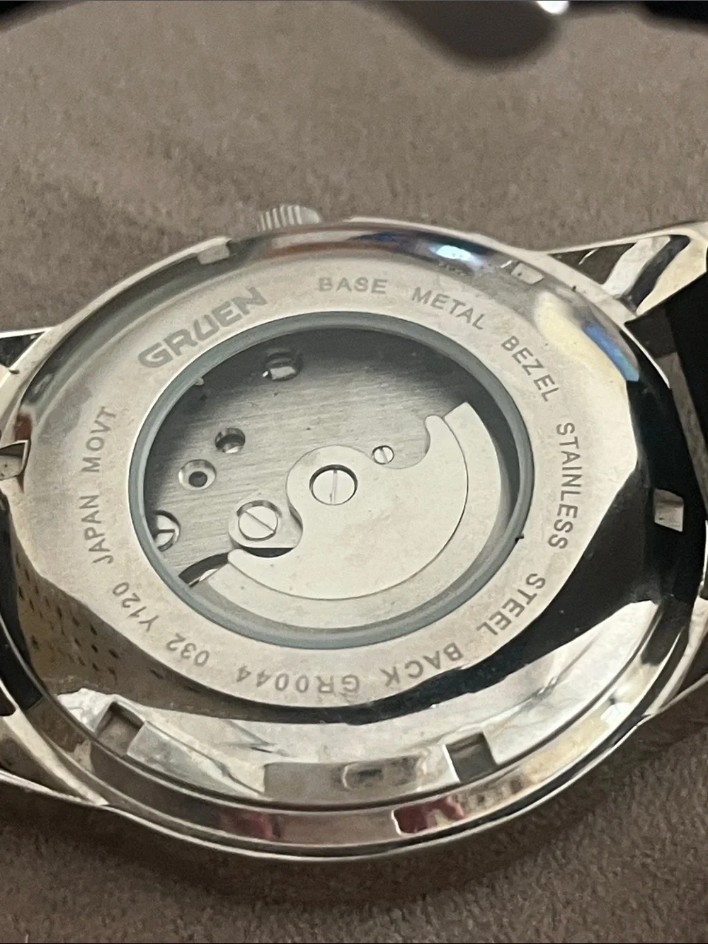 Gruen Silver Dial Men's Mechanical Watch with Black Leather Band